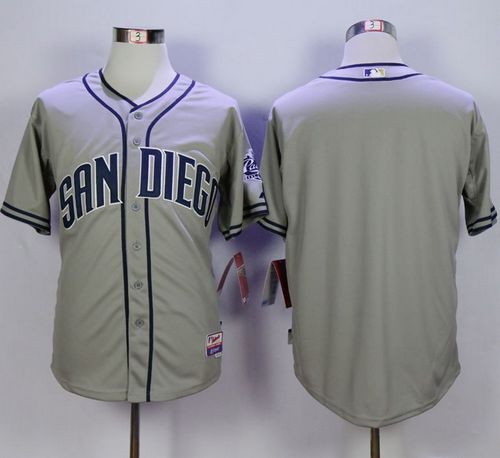 Padres Blank Grey Cool Base Stitched MLB Jersey - Click Image to Close